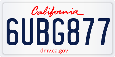CA license plate 6UBG877