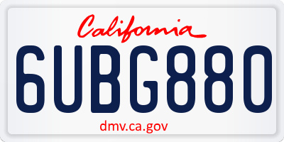 CA license plate 6UBG880