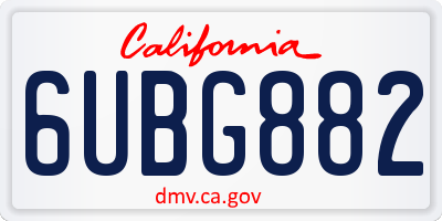 CA license plate 6UBG882