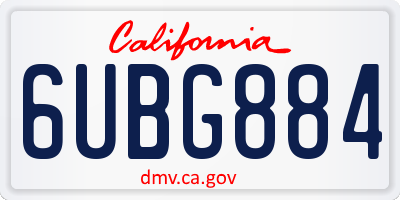 CA license plate 6UBG884