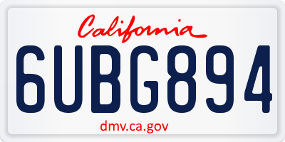 CA license plate 6UBG894