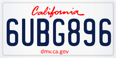 CA license plate 6UBG896