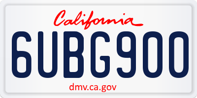 CA license plate 6UBG900
