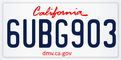 CA license plate 6UBG903