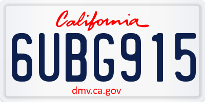CA license plate 6UBG915