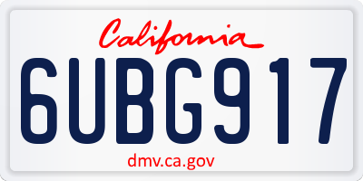 CA license plate 6UBG917