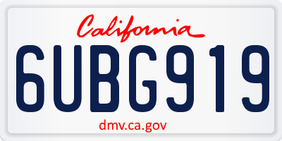 CA license plate 6UBG919