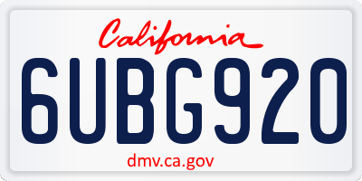 CA license plate 6UBG920