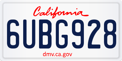 CA license plate 6UBG928