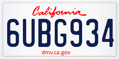 CA license plate 6UBG934