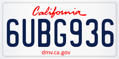 CA license plate 6UBG936