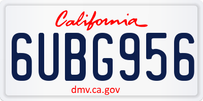 CA license plate 6UBG956