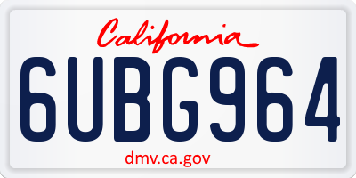 CA license plate 6UBG964