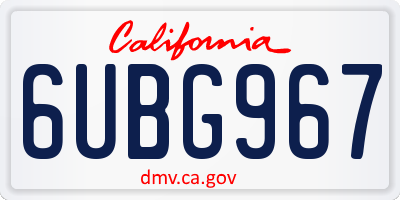 CA license plate 6UBG967