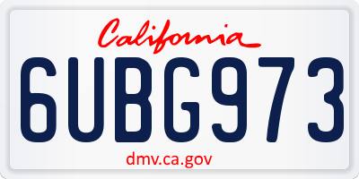 CA license plate 6UBG973