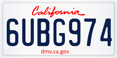 CA license plate 6UBG974