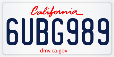 CA license plate 6UBG989