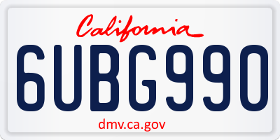 CA license plate 6UBG990