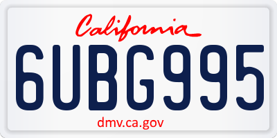 CA license plate 6UBG995