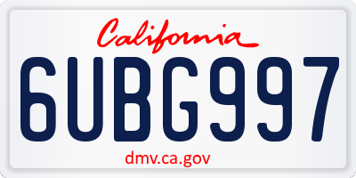 CA license plate 6UBG997