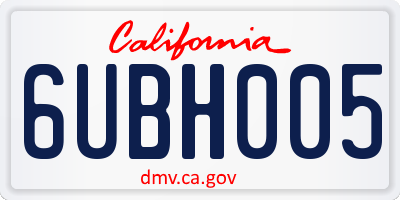 CA license plate 6UBH005