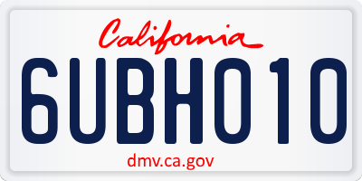 CA license plate 6UBH010