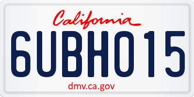 CA license plate 6UBH015