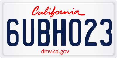CA license plate 6UBH023