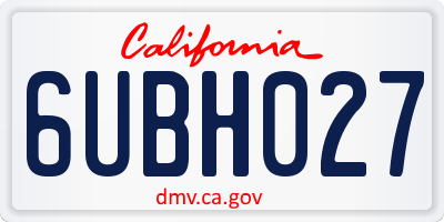 CA license plate 6UBH027
