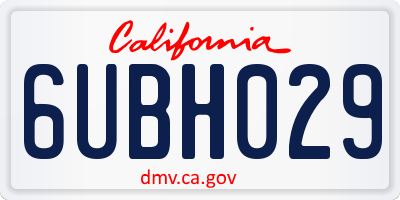 CA license plate 6UBH029