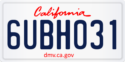 CA license plate 6UBH031