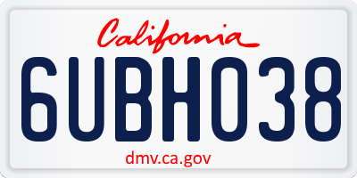 CA license plate 6UBH038