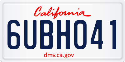CA license plate 6UBH041