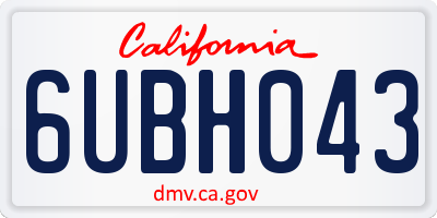 CA license plate 6UBH043