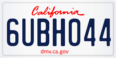 CA license plate 6UBH044