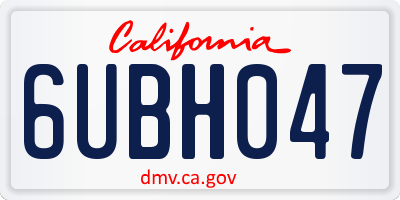 CA license plate 6UBH047