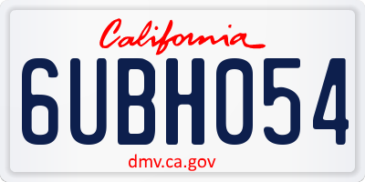 CA license plate 6UBH054
