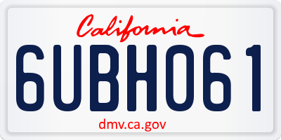 CA license plate 6UBH061