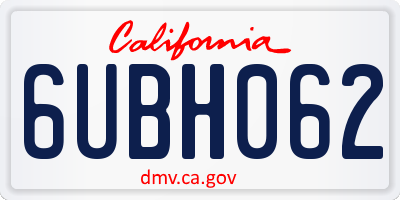 CA license plate 6UBH062
