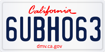 CA license plate 6UBH063