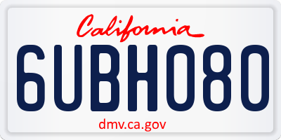 CA license plate 6UBH080