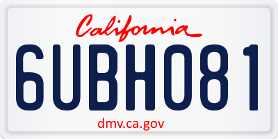 CA license plate 6UBH081