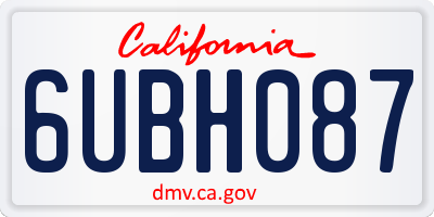 CA license plate 6UBH087
