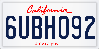 CA license plate 6UBH092
