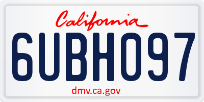 CA license plate 6UBH097