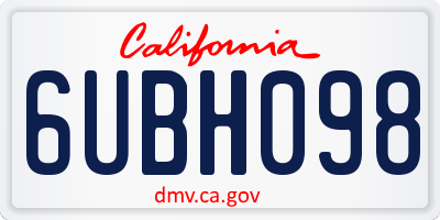 CA license plate 6UBH098
