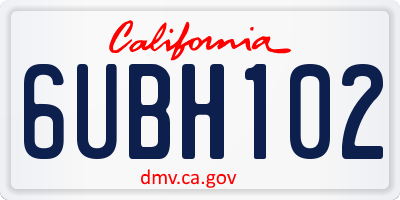 CA license plate 6UBH102
