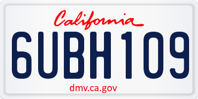 CA license plate 6UBH109