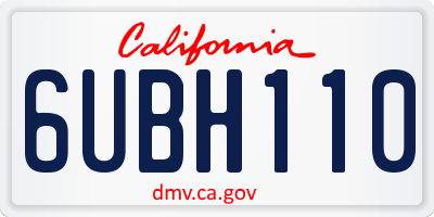 CA license plate 6UBH110