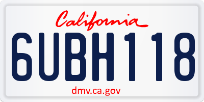 CA license plate 6UBH118